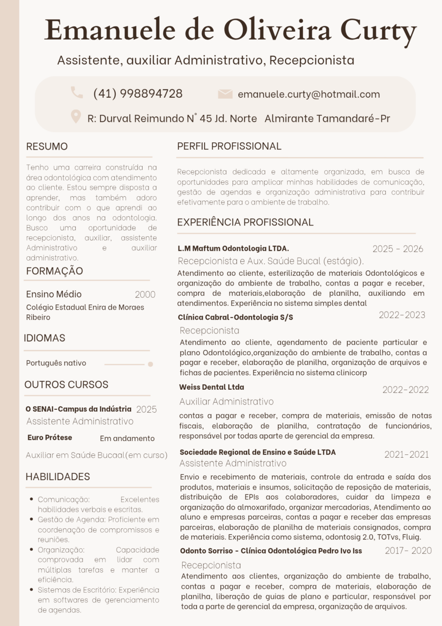 Recepcionista e auxiliar administrativo